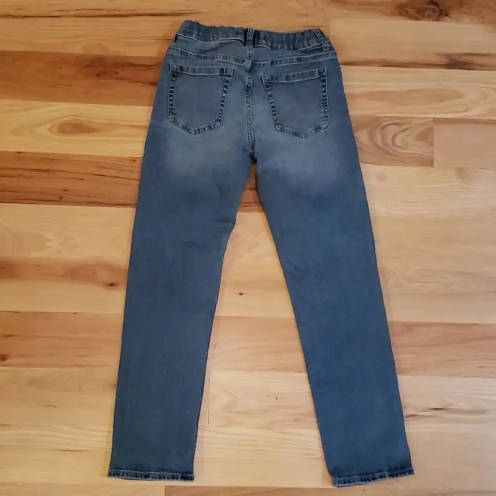OLD NAVY Karate Slim Jeans Boys 12 Reinforced Knees Adjustable Waist Distressed